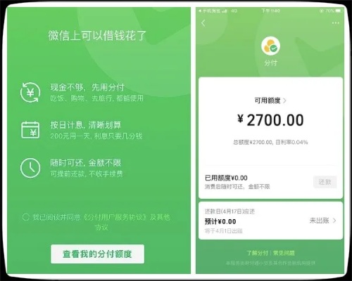 微信分付套出来多久到账户里面